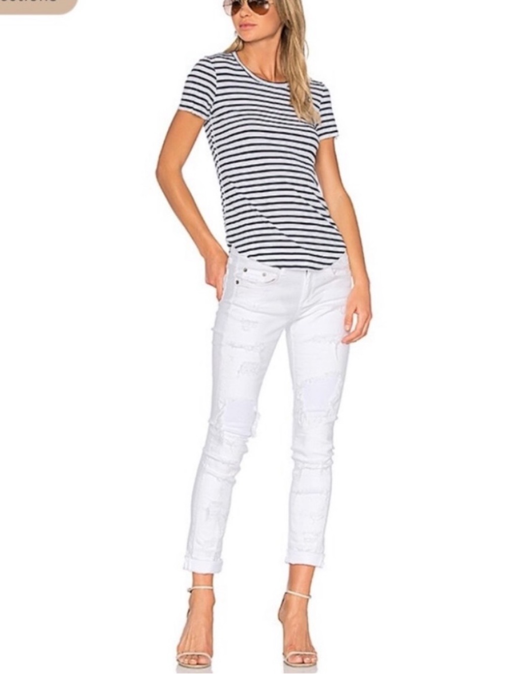 Rag & Bone White Distressed Dre Jeans